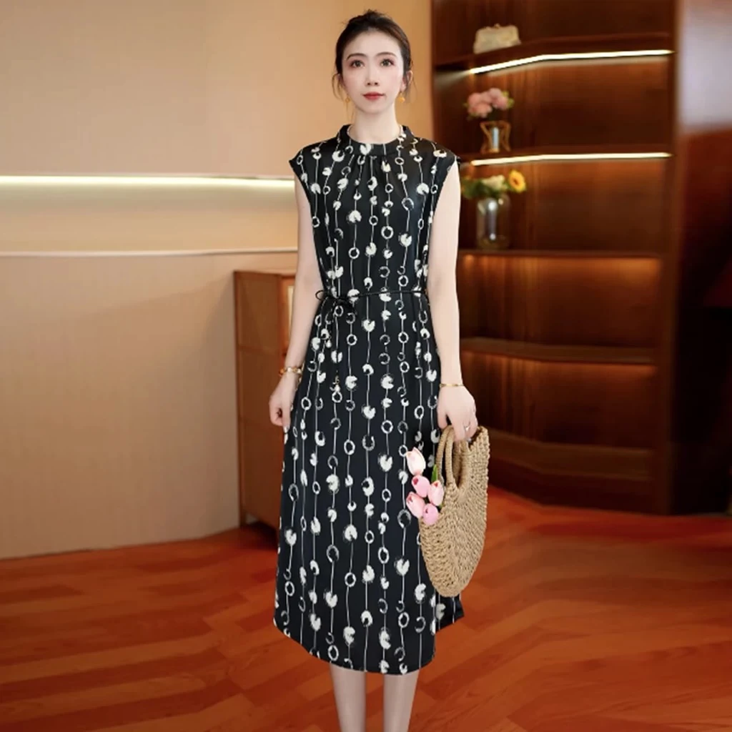 2894-女士中国风百搭优雅气质显瘦秋冬时尚中长款提花修身修身款