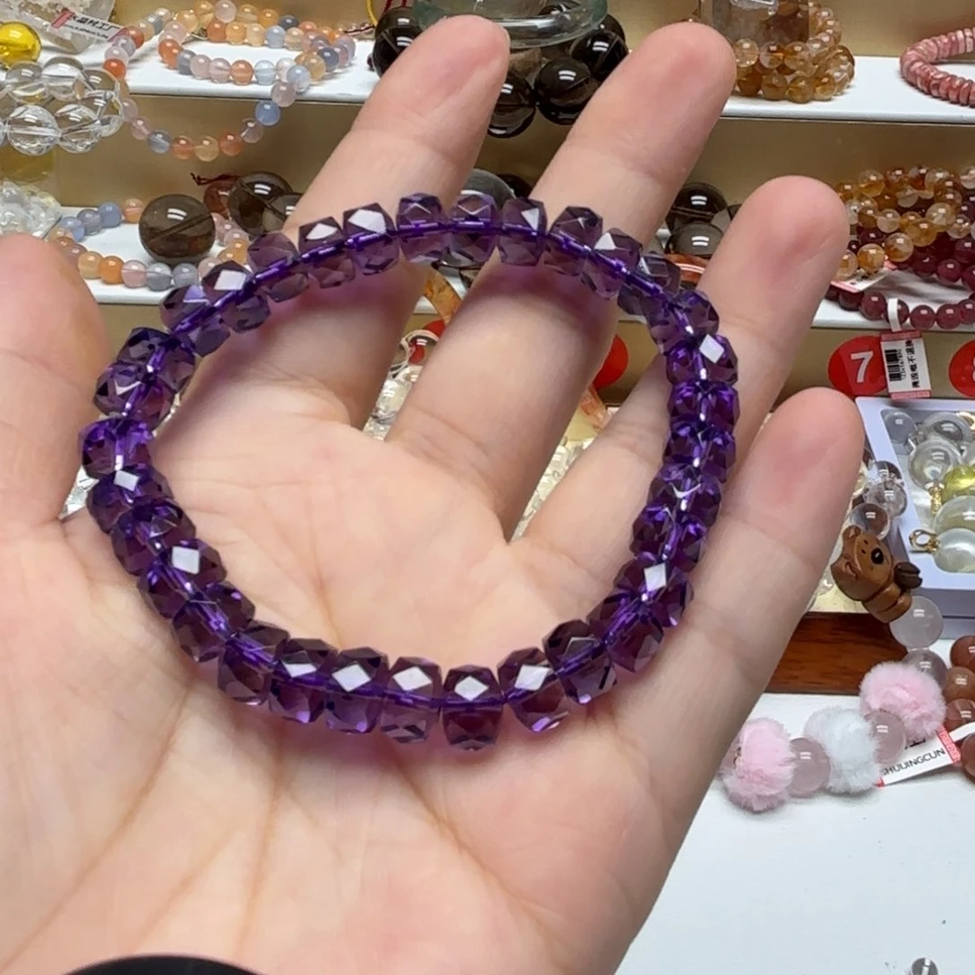 无非金属巴西紫车轮切面8手串