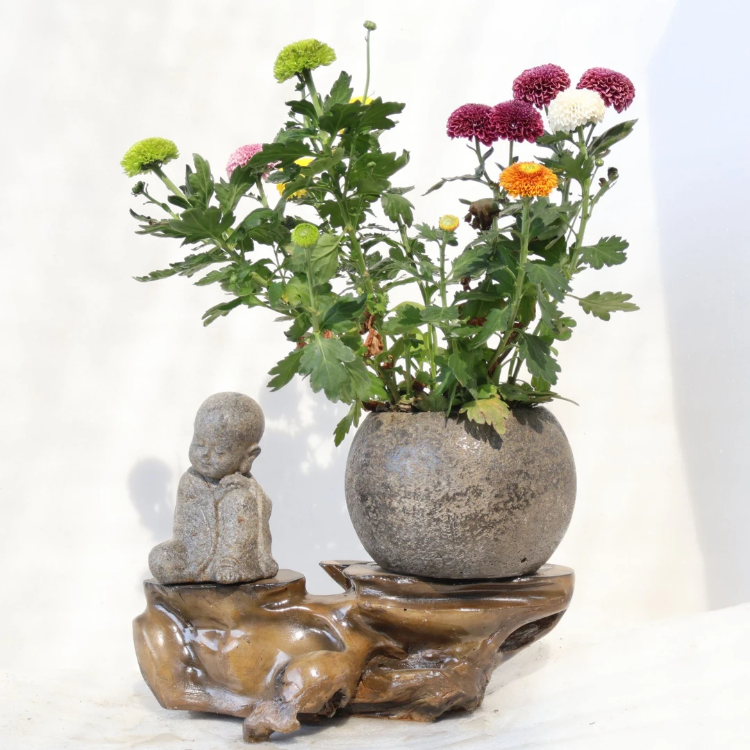 中式禅意玄关手工根雕摆件工艺品创意用于庭院阳台客厅盆栽装饰