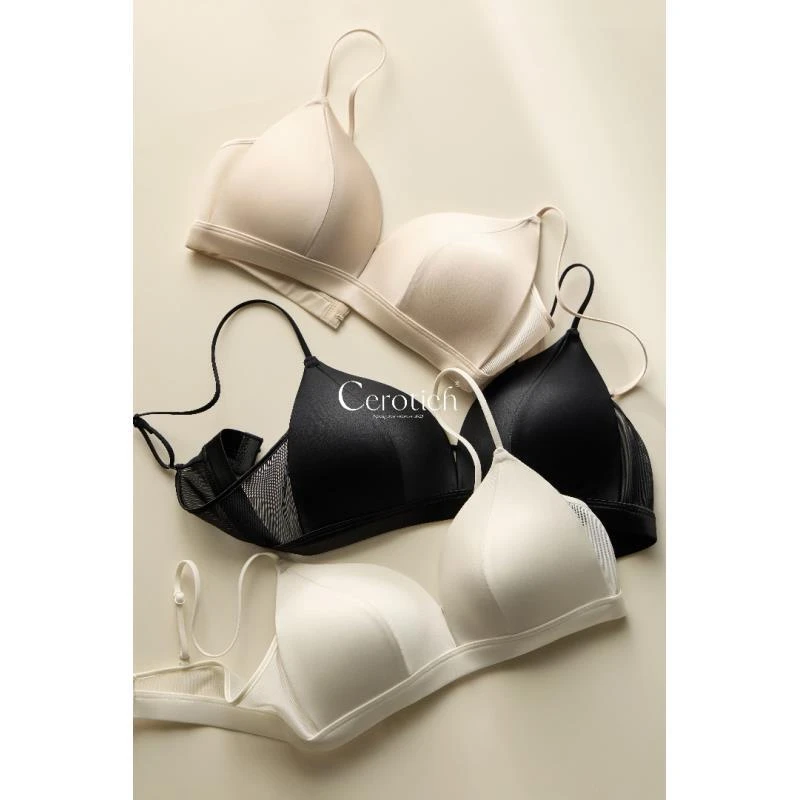 法式浮光三角杯舒适内衣女夏季薄款一体式无钢圈聚拢30970