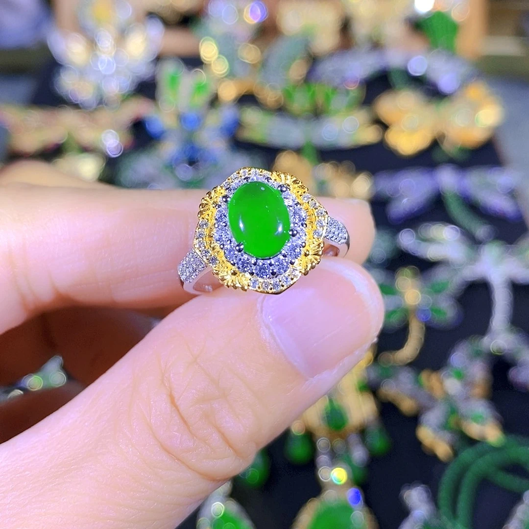 吊坠(不含链)银S925镶嵌翡翠