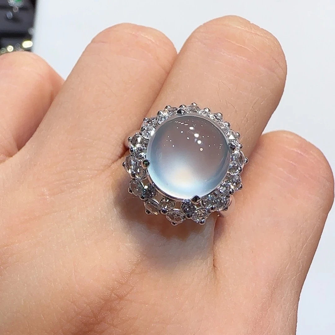 十***）翡翠戒指18K金镶嵌戒指