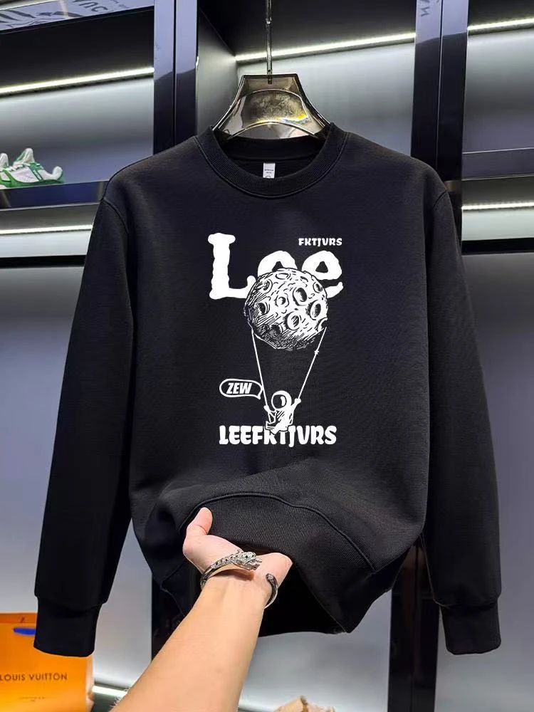 2025新款秋冬潮牌爆款圆领卫衣男款潮流休闲男士加绒保暖长袖上衣