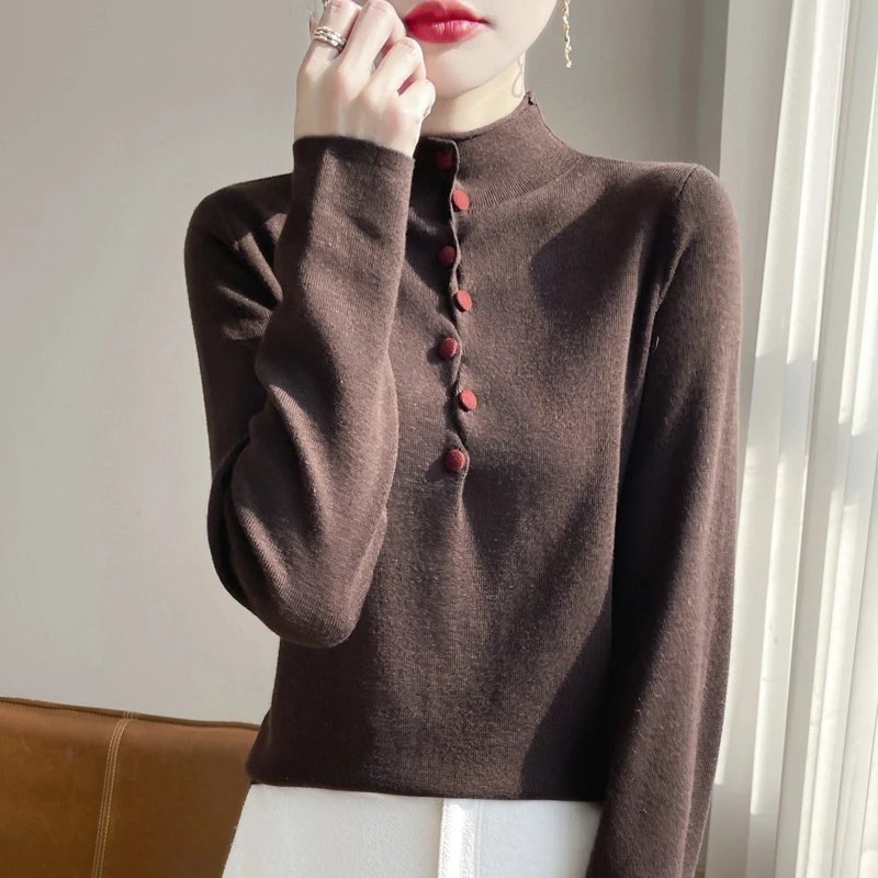 新款立领纽扣长袖独特高级感时尚上衣