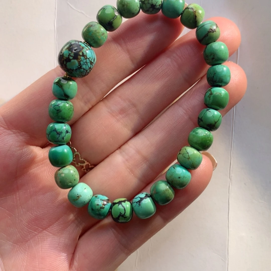 【闪购商品】绿松石手串18K金镶嵌松石手串