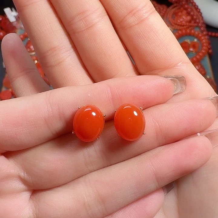 南红玛瑙银S925镶嵌顶货12+