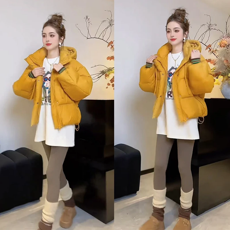 今年流行冬季穿搭一整套2025年新款百搭打底衫连帽棉服裤子三件套