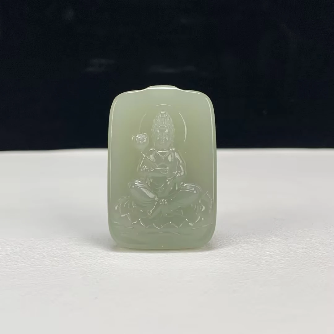 【豫人豫品】 和田玉吊坠晴水观音H432