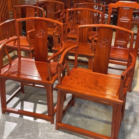 黑***哥家具紫檀木类缅花南官椅2张