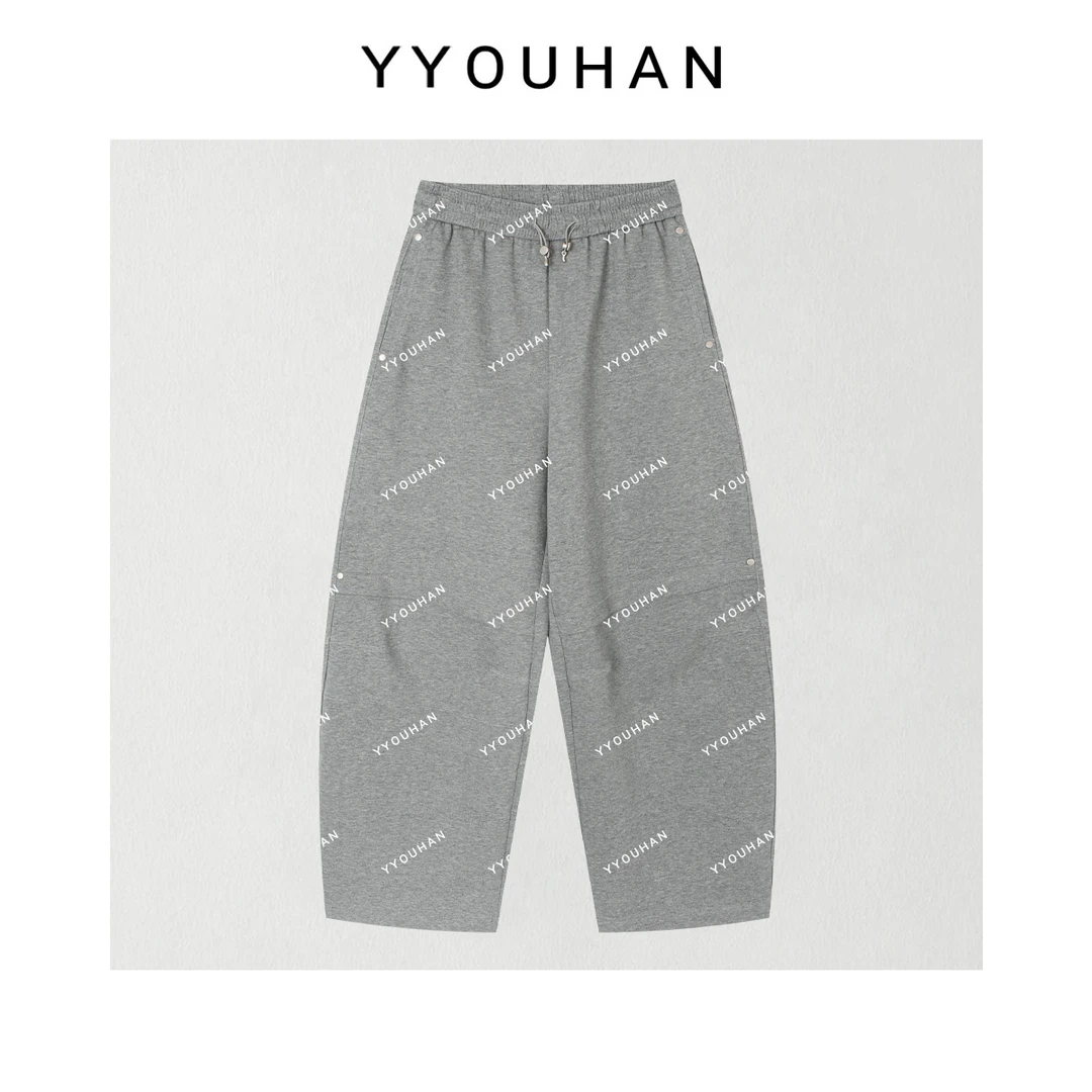 YYOUHAN 2025新款小众立体剪裁钉扣显瘦百搭高腰休闲裤 2508C4392