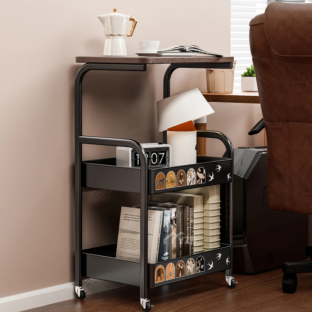 可移动置物架带轮小桌子推车茶几客厅家用零食收纳架沙发边柜边几