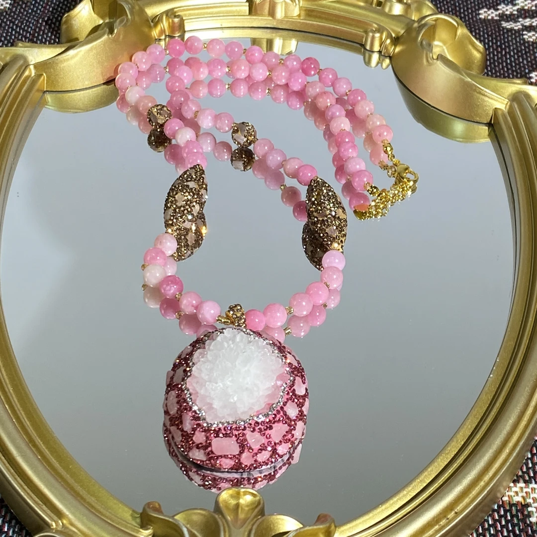 铜合金合成锆石项链 TTSD 白色裸面气质毛衣链 2399