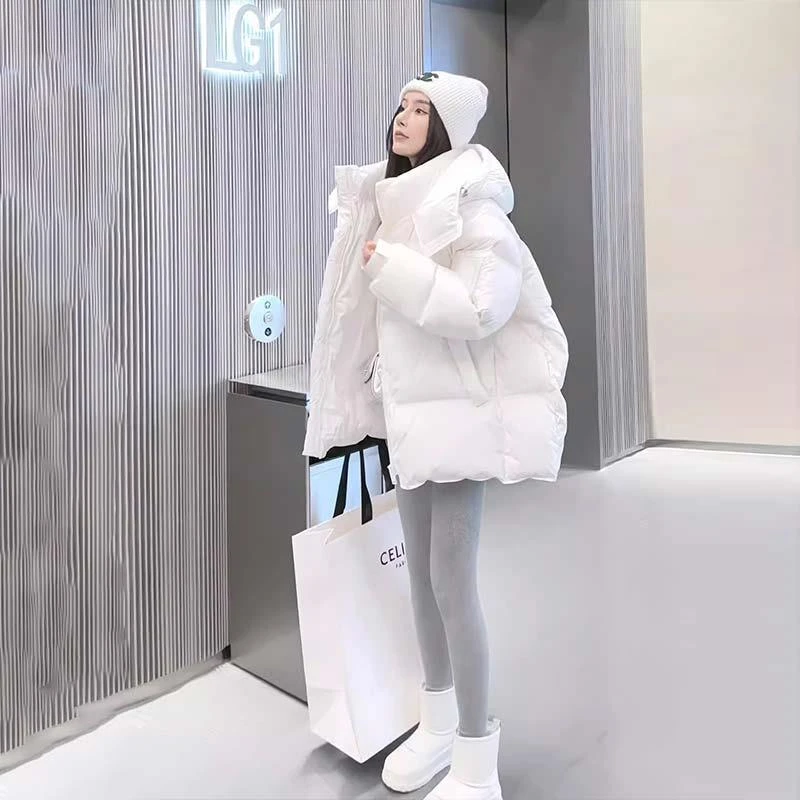 2025冬季新款女士服小个子韩版减龄宽松加厚连帽面包服外套