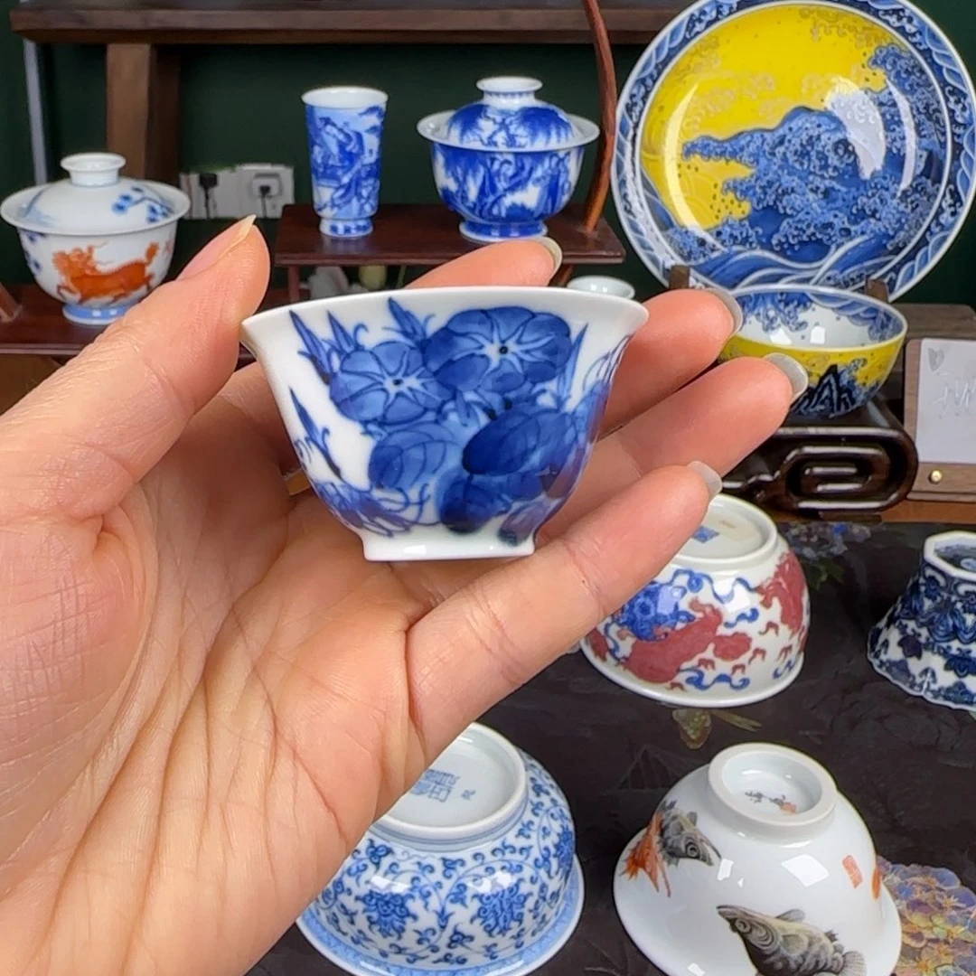 杯洪印慕明。 牵牛花。 铃铛杯