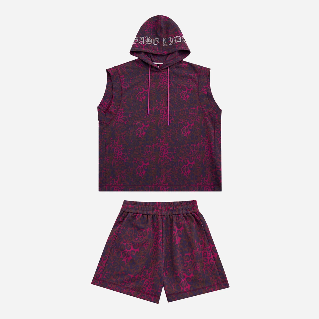 GGAHOLIDAY夏季时尚休闲宽松潮流豹纹无袖马甲背心套装 153060/1