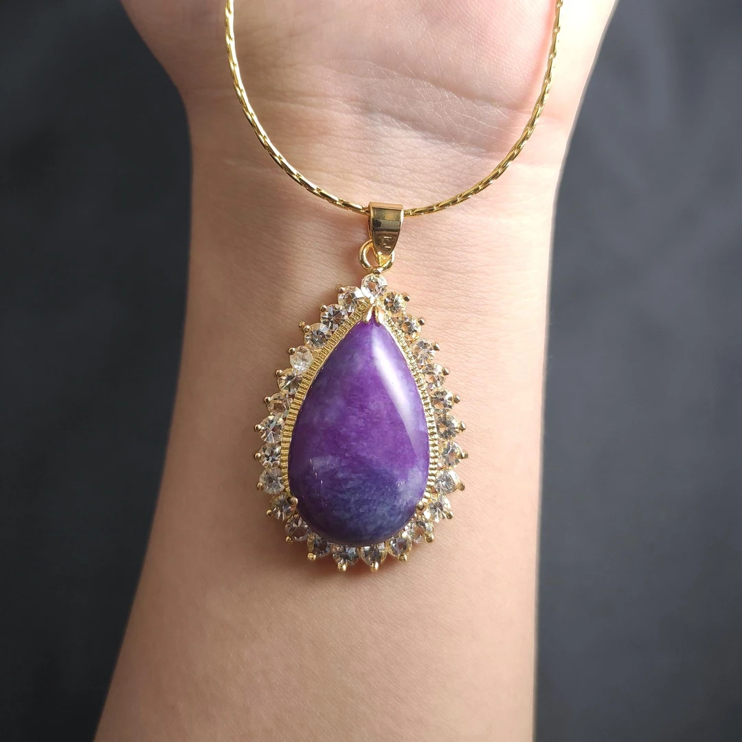 浪漫紫舒俱玛瑙大水滴吊坠赠链礼盒(多样性发)  A28-108