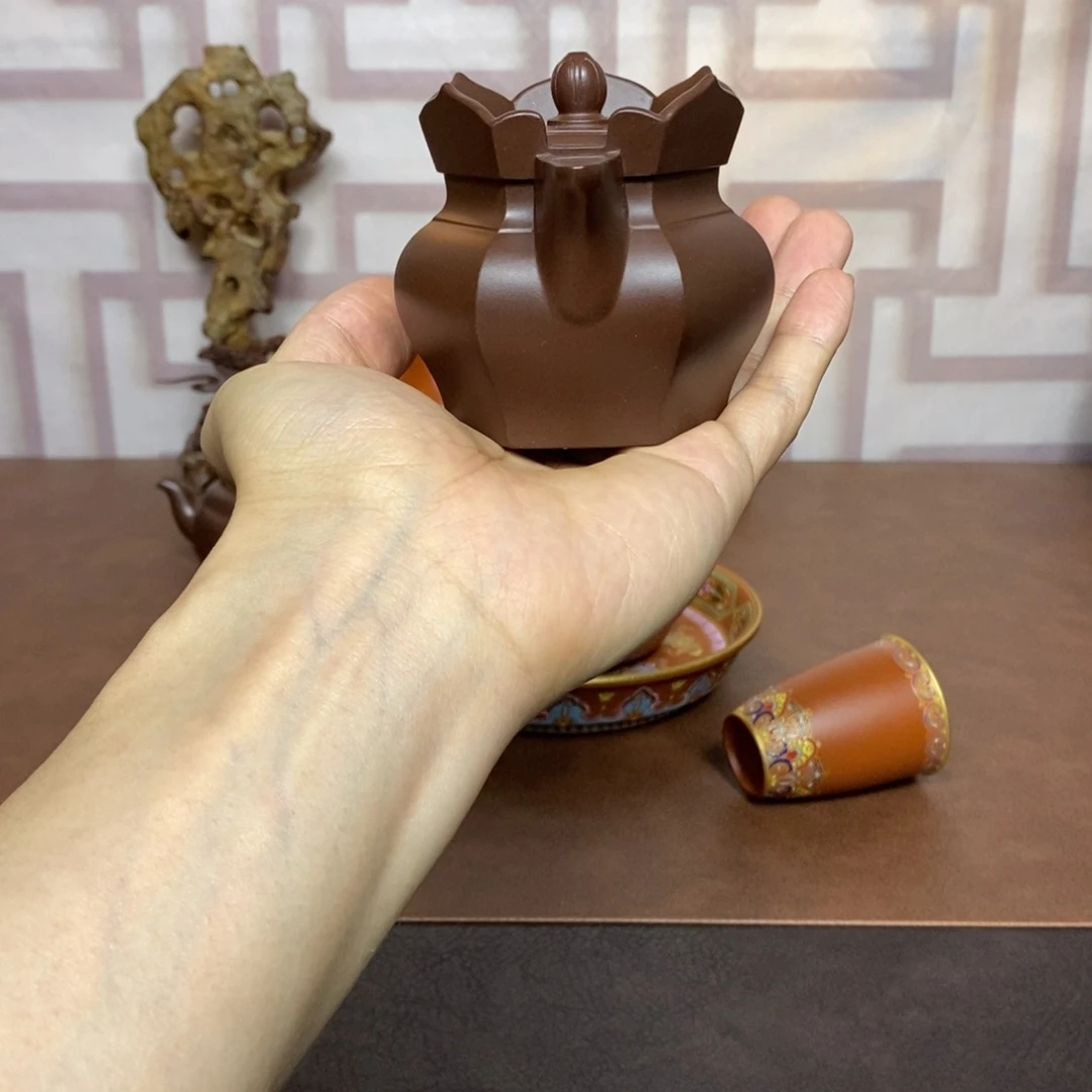 紫砂茶壶紫砂茶具深井老紫泥僧帽