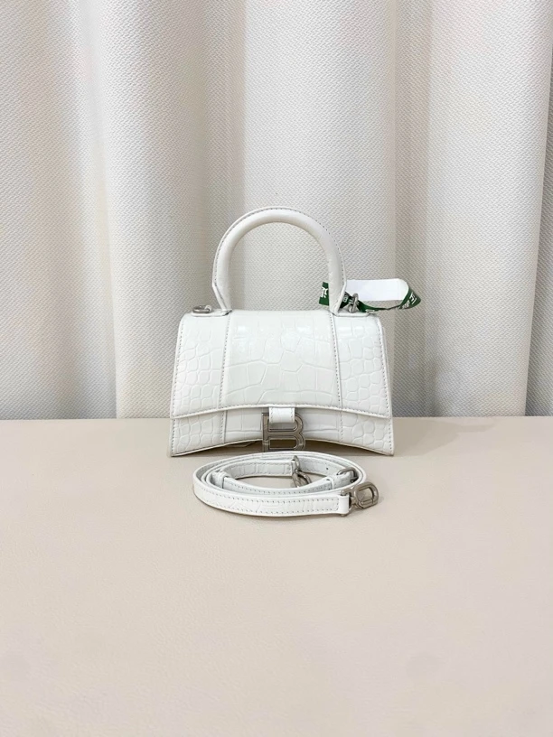 99新 Balenciaga/巴黎世家 沙漏xs白银鳄压包/优品