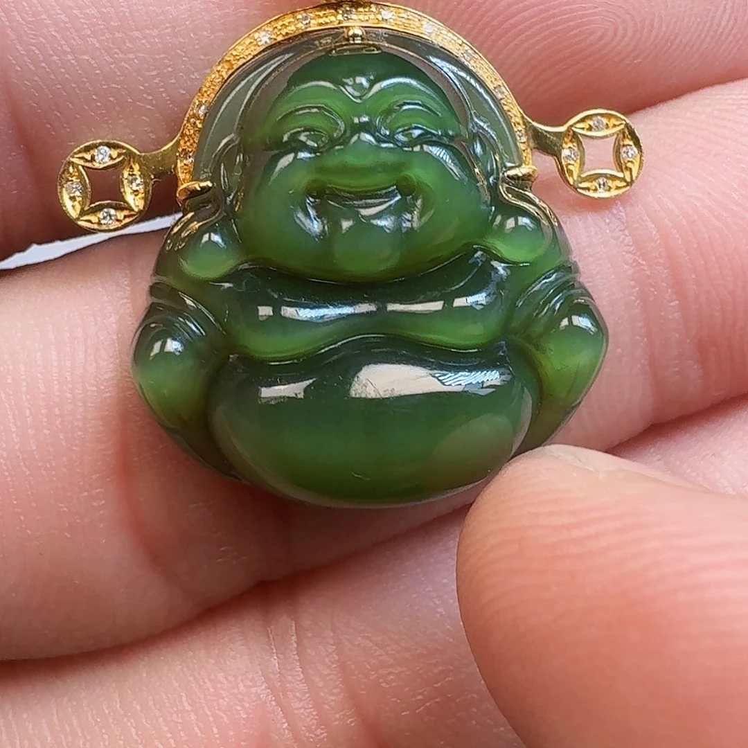 和田玉18K金镶嵌颈饰