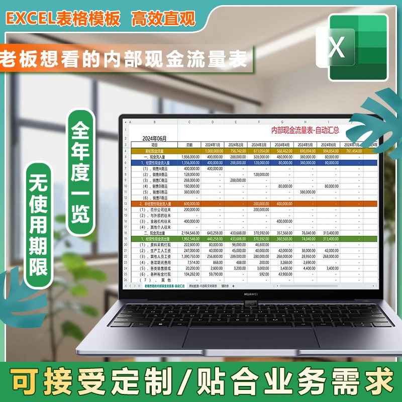 老板想看且能看懂的内部现金流量表 财务会计出纳 excel表格模板