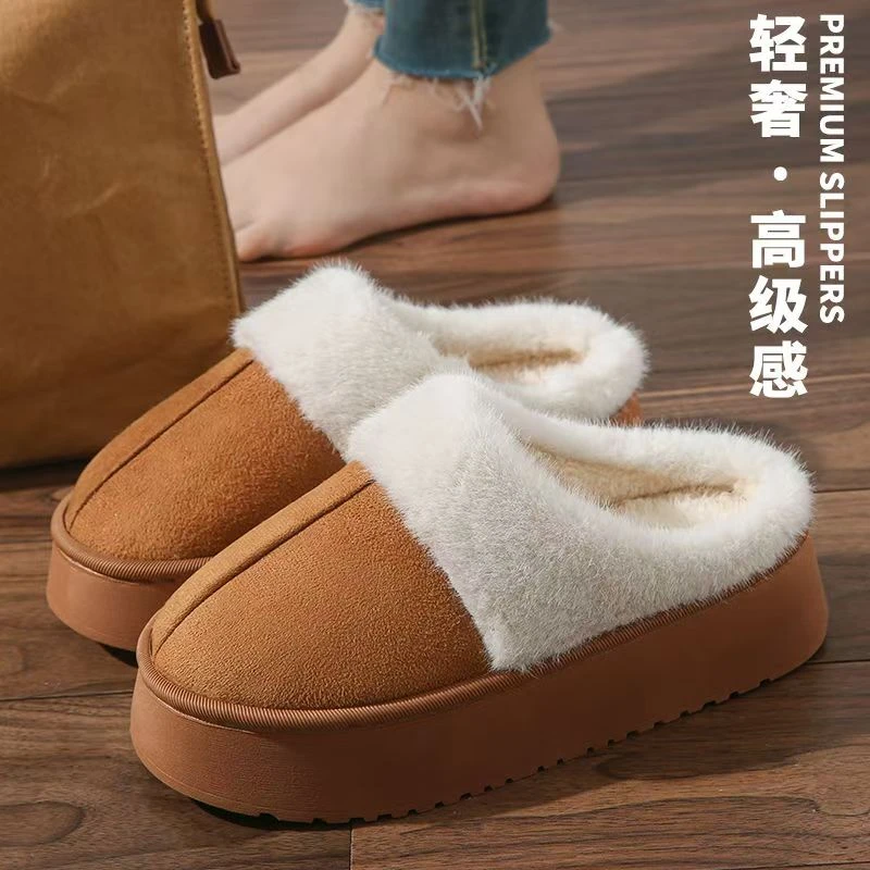 升级加厚版美拉德棉拖鞋女士冬天外穿拖鞋室内家居家用防滑保暖拖