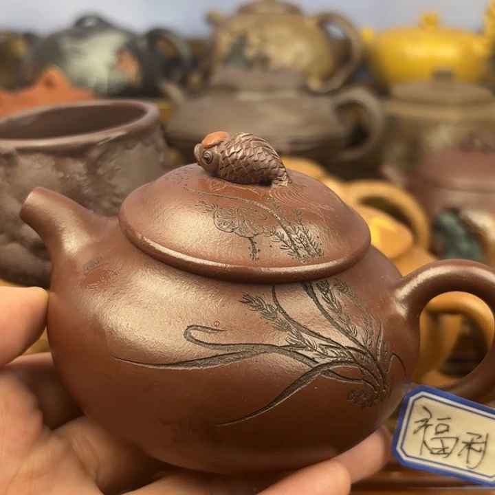 茶壶紫砂鸿运当头原矿老紫泥170c