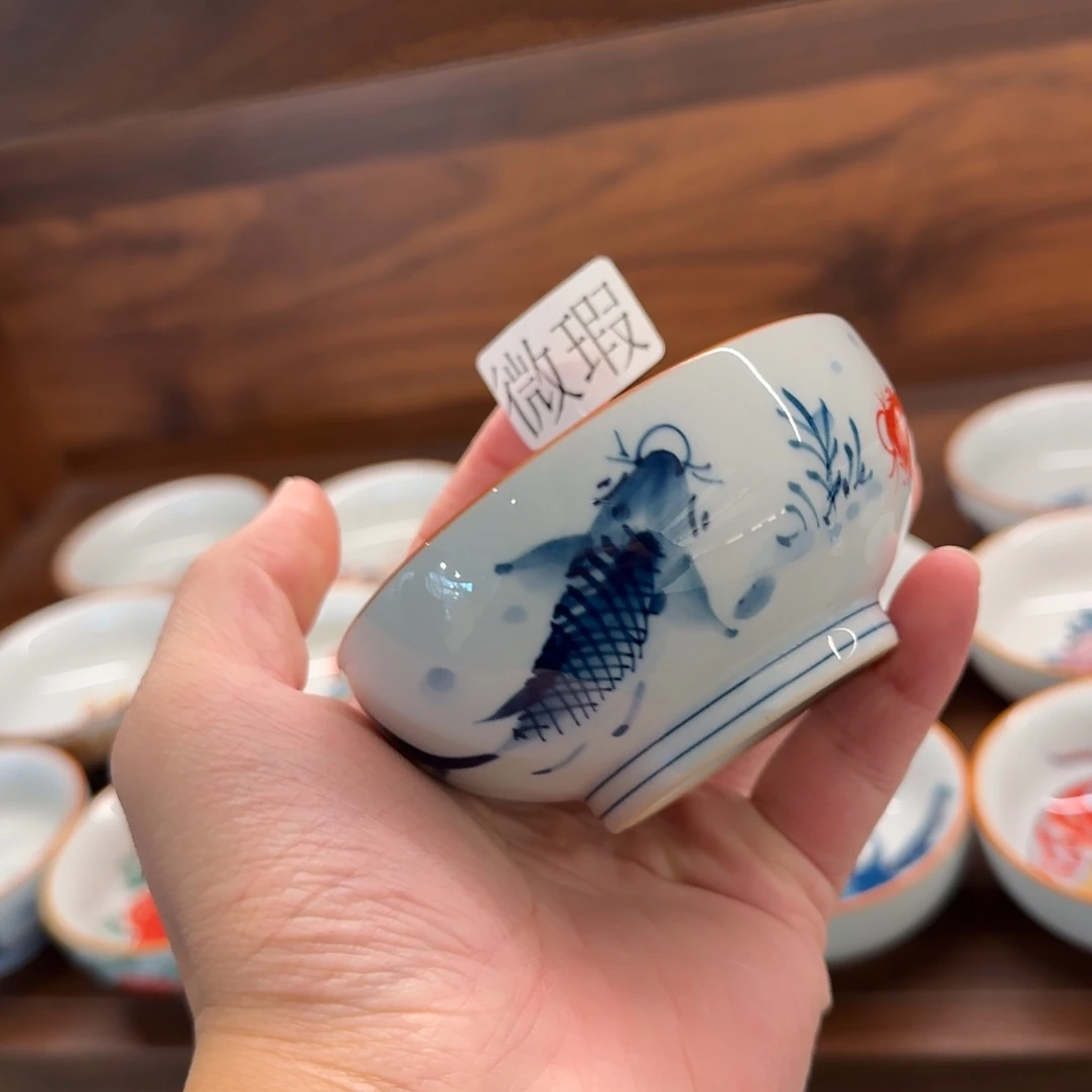 釉下手绘茶具微瑕