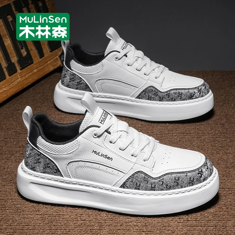 木林森新款春季男士小白鞋板鞋休闲百搭时尚潮流软底耐磨防滑轻便