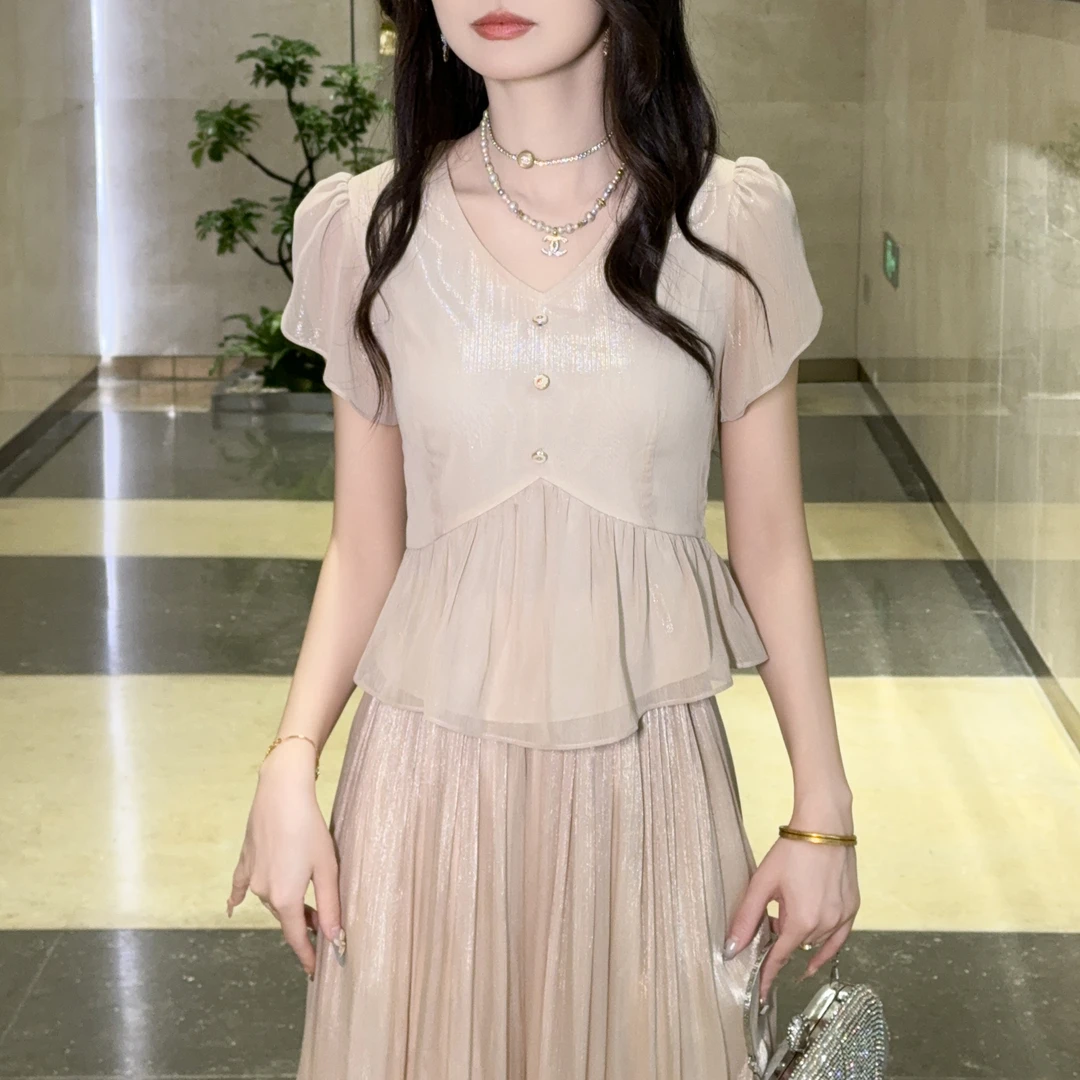 蔡小姐【原版+带险】2025夏季新款显瘦设计感时尚百搭法式上衣女T恤