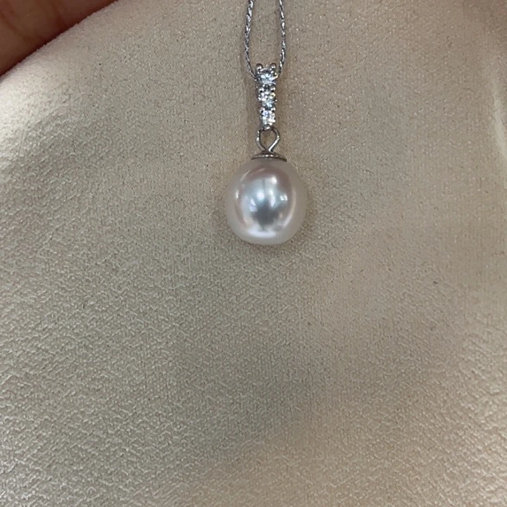 吊坠(不含链)银S925镶嵌海水珍珠9-10mm17号