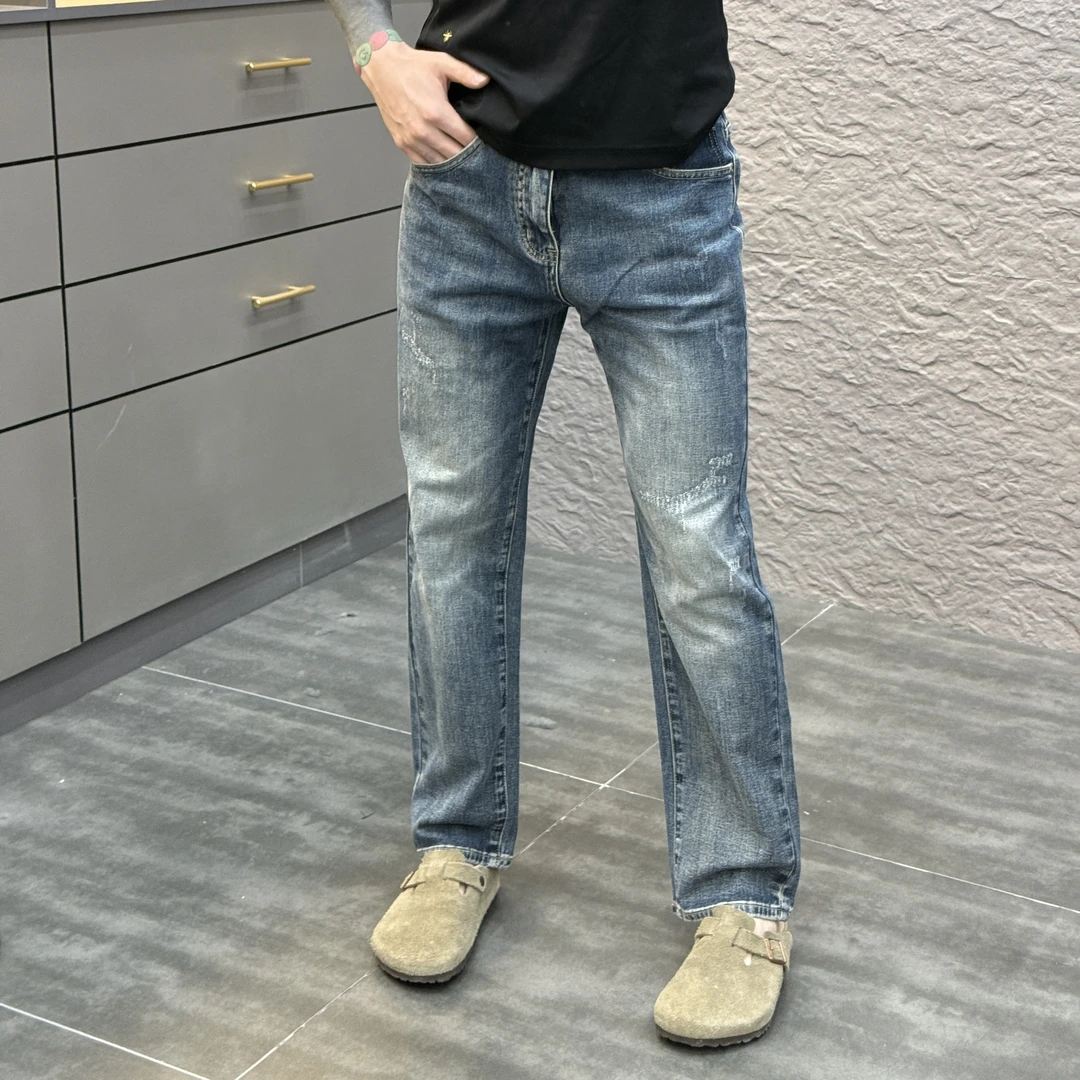 2025春季新款时尚夏季薄款纯色净版男士直筒牛仔裤6653