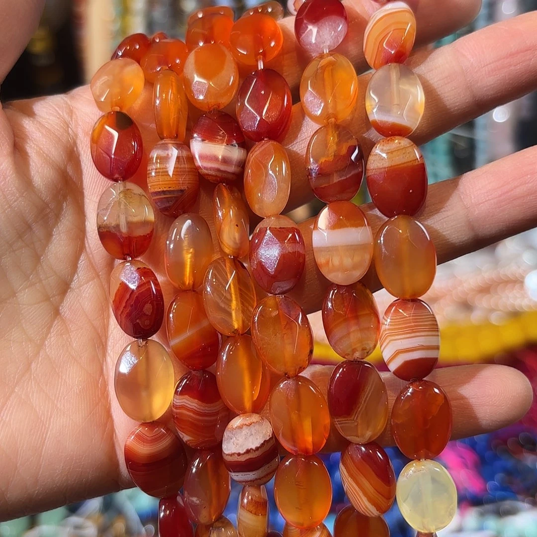 玛瑙/玉髓未镶嵌珠宝半成品红玛瑙蛋面切面一条