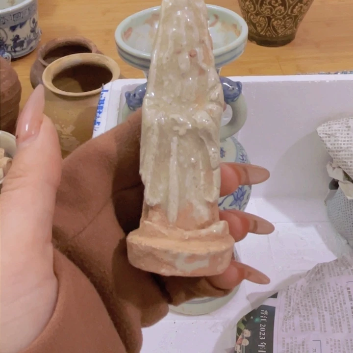 瓷片用****4湖田影青人物一件