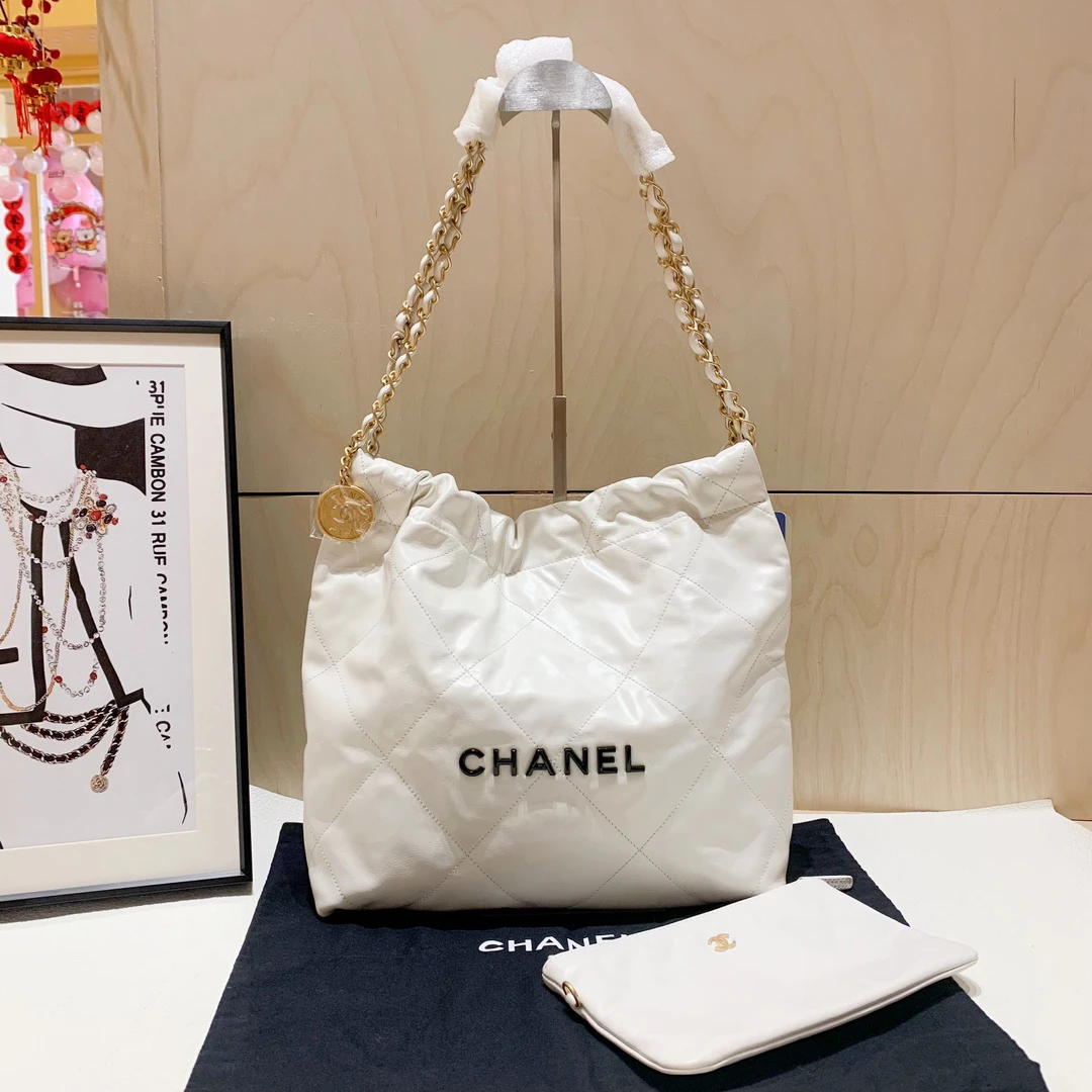 全新未使用 Chanel/香奈儿 小号白色芯片款闲置22bag/尘子/H00556