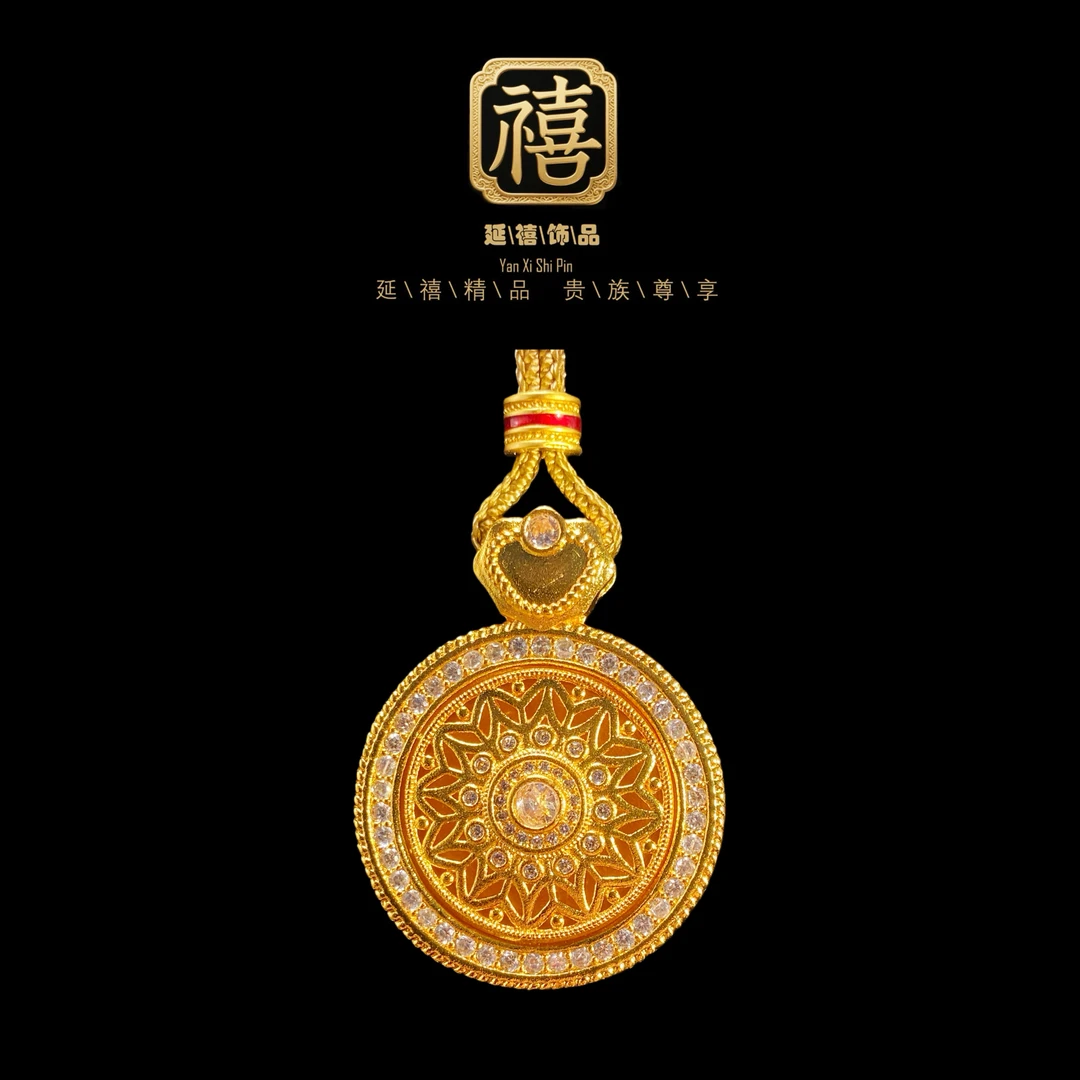 铜合金项链 规则罗盘吊坠