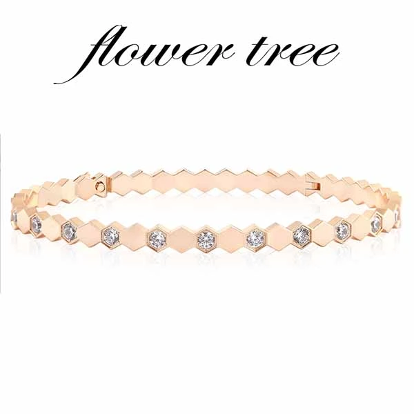 合金合成锆石手镯 5315 铜合金合成锆石手镯蜂巢窄版间钻手镯