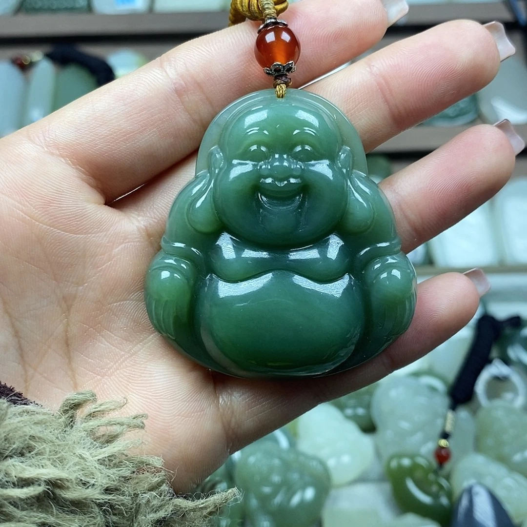 和田玉未镶嵌颈饰佛公50mm