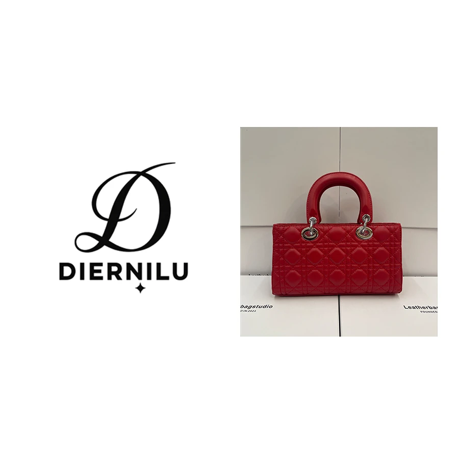 【晚晚真皮高定】TC真皮小众款简约风手提单肩斜挎戴妃HT-7023红色