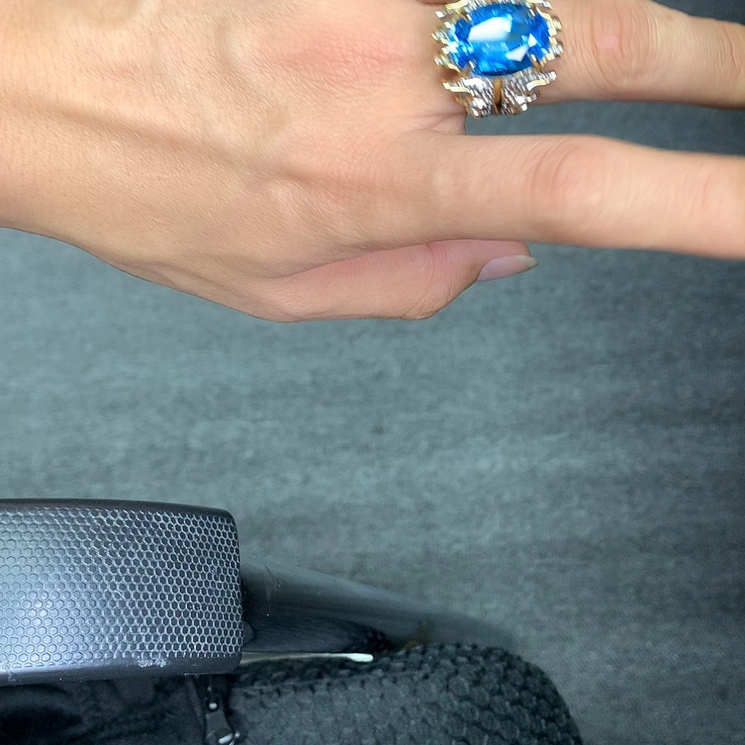 托帕石戒指银S925镀金镶嵌