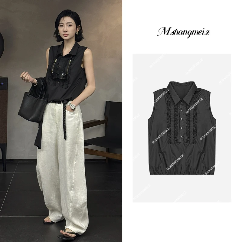 M.SHANGMEI.Z/沐熙【立花衬衣】美大哥时尚无袖休闲马夹X0573659