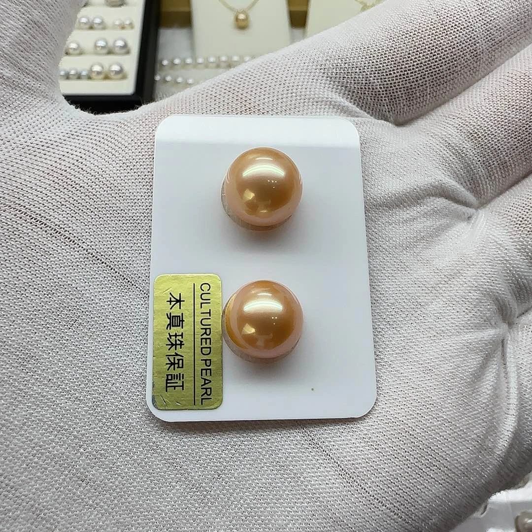 未镶嵌耳钉淡水珍珠淡水中国红裸珠