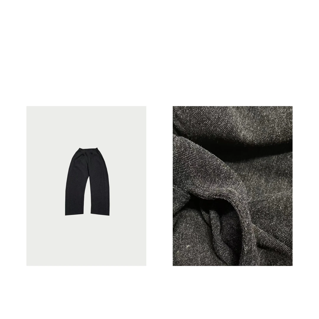 MAINRAY-「桑蚕miemie裤」简约侧缝立体感纯色垂感宽松直筒休闲裤