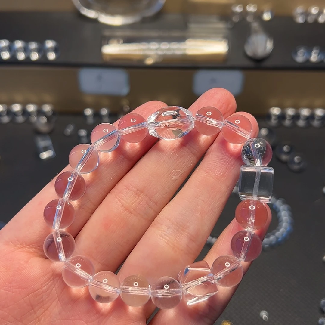 水晶手链未镶嵌知****?白水晶10mm圆珠手链