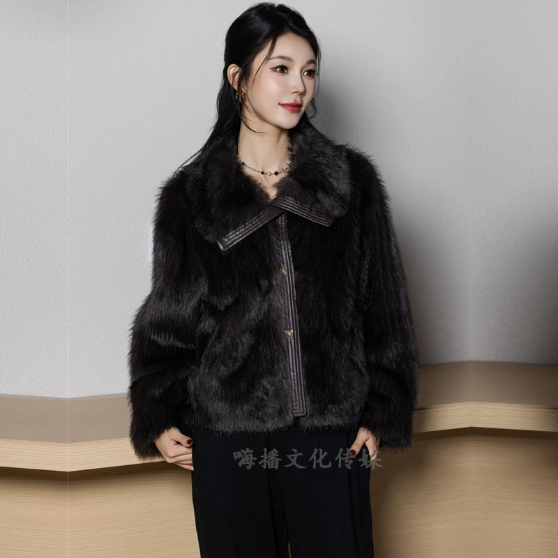 人造皮草 【Jenny code】翻领气质外套女秋冬季新款韩版潮流女99899