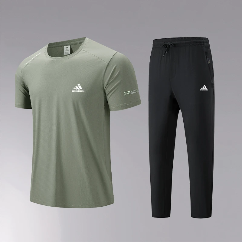 奥莱正品|一折专区|抢完下架|男短袖速干夏季运动套装圆领长裤