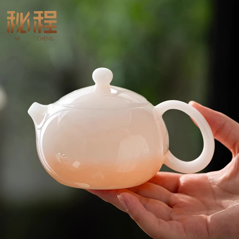 秘程璞玉瓷冰种西施壶德化白瓷功夫茶具泡茶单壶高端羊脂玉瓷单壶