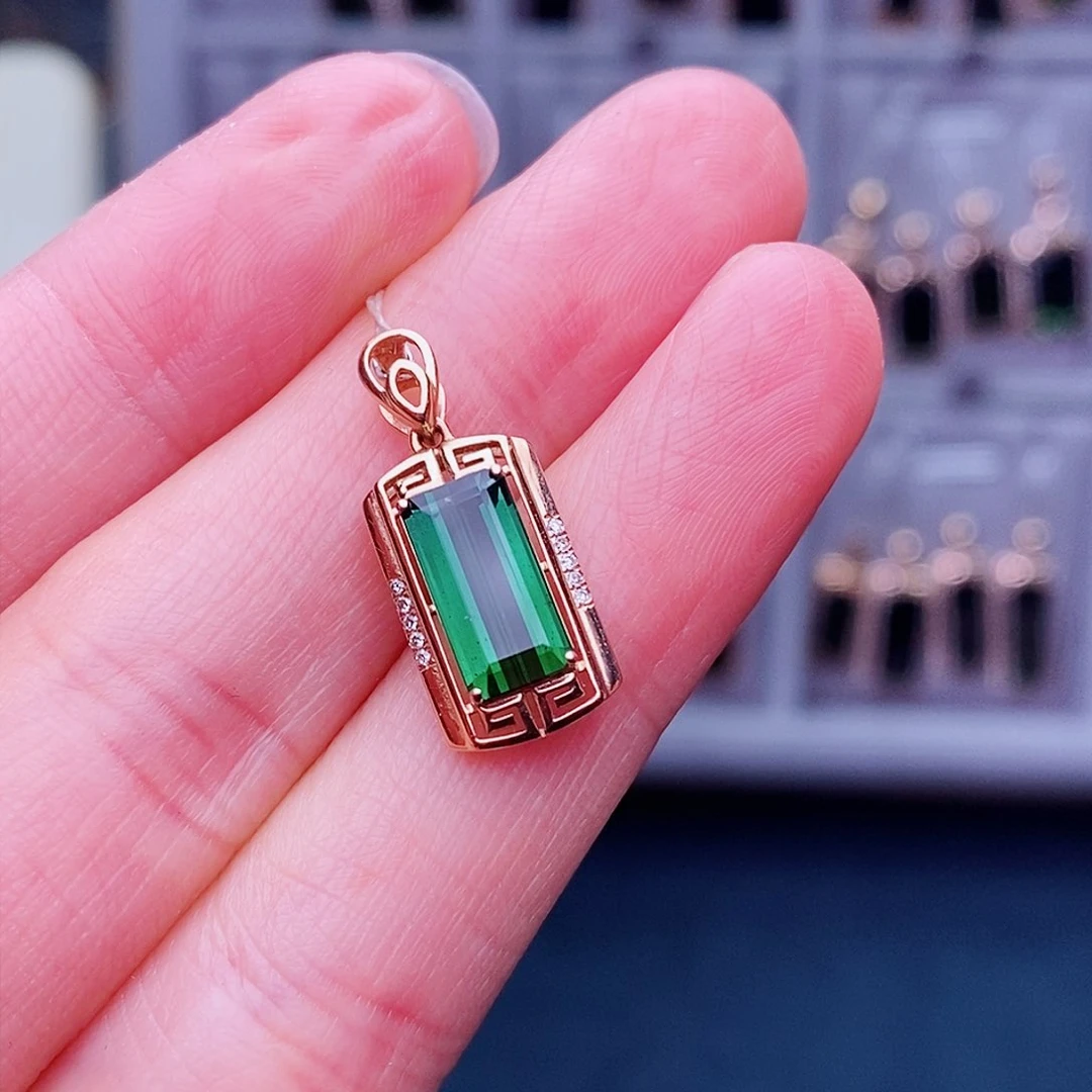 18K金镶嵌吊坠碧玺