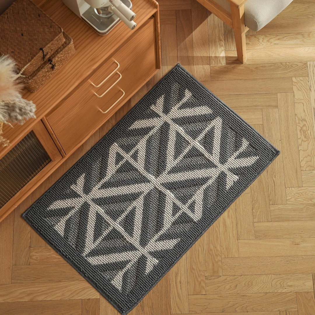 灰色几何厂家清仓复古高级感入户门脚垫进门垫玄关耐脏防滑地垫