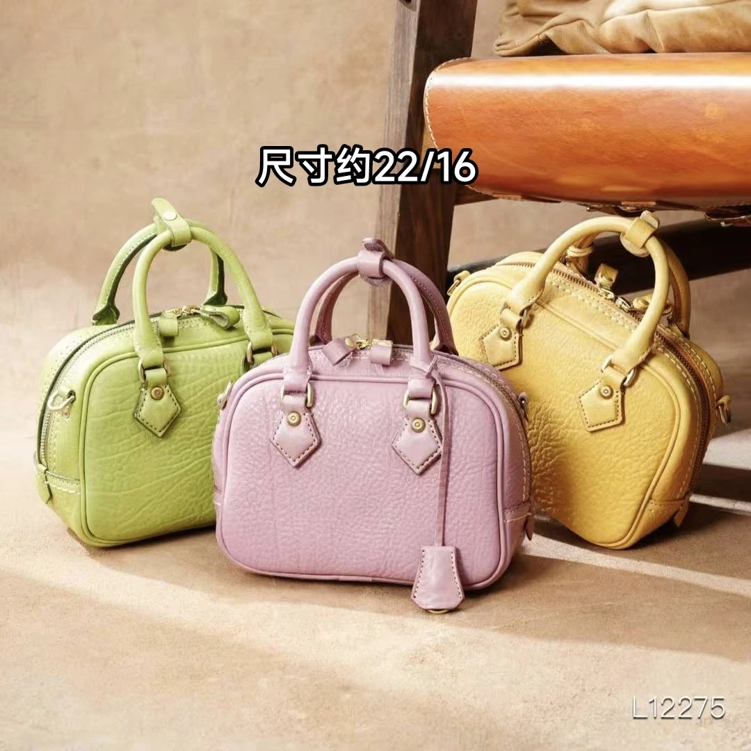 制道手工女士单肩斜挎包复古时尚休闲小女儿保龄球包厚皮软糯手提