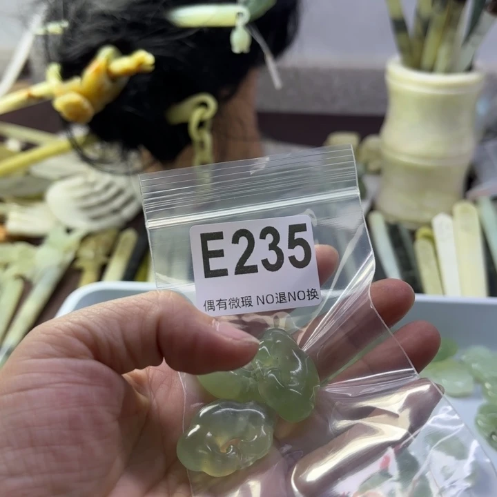 蛇纹石玉发饰合金快****